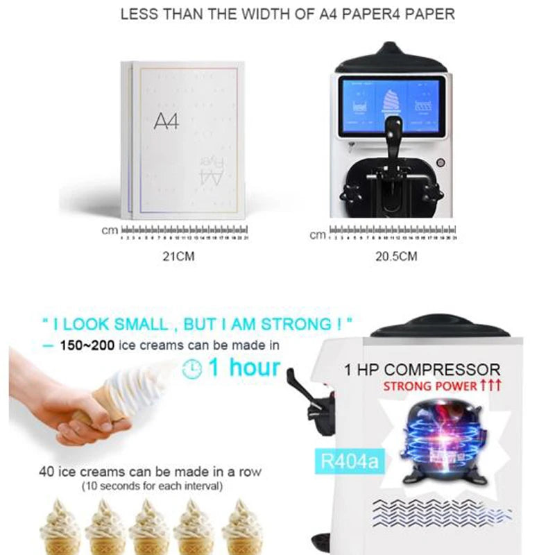 Patent High Tech Super Silence Ice Cream Maker Machine Mini Countertop Soft Ice Cream Machine