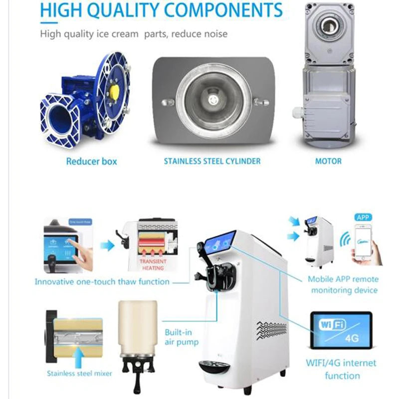 Patent High Tech Super Silence Ice Cream Maker Machine Mini Countertop Soft Ice Cream Machine
