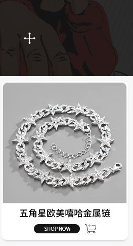 Xindi European and American Popular Men's Necklace 15mm Exaggerated Diamond Geometric Trendy Hip-Hop Jewelry Large Gold Chain Necklace