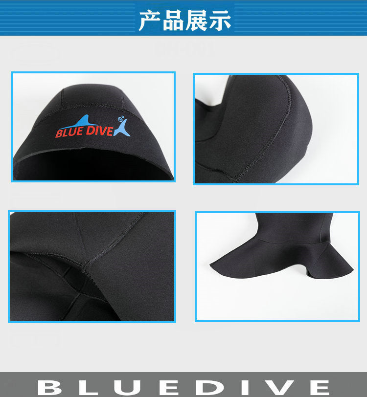 Diving Cap 3mm Thickened Warm Underwater Cold-proof Swimming Scuba Men's Winter Swimming Women's Super Elastic Thickened Snorkeling Head with Shoulder