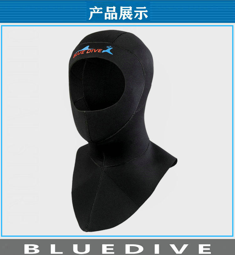 Diving Cap 3mm Thickened Warm Underwater Cold-proof Swimming Scuba Men's Winter Swimming Women's Super Elastic Thickened Snorkeling Head with Shoulder