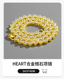 Xindi European and American Popular Men's Necklace 15mm Exaggerated Diamond Geometric Trendy Hip-Hop Jewelry Large Gold Chain Necklace