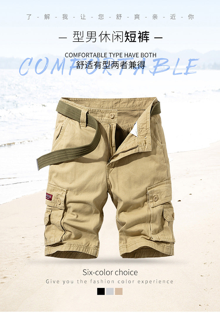 Summer Men's Fashionable Multi-Pocket Workwear Shorts Thin Casual Fashion 95555 Cross-Border for Amazon