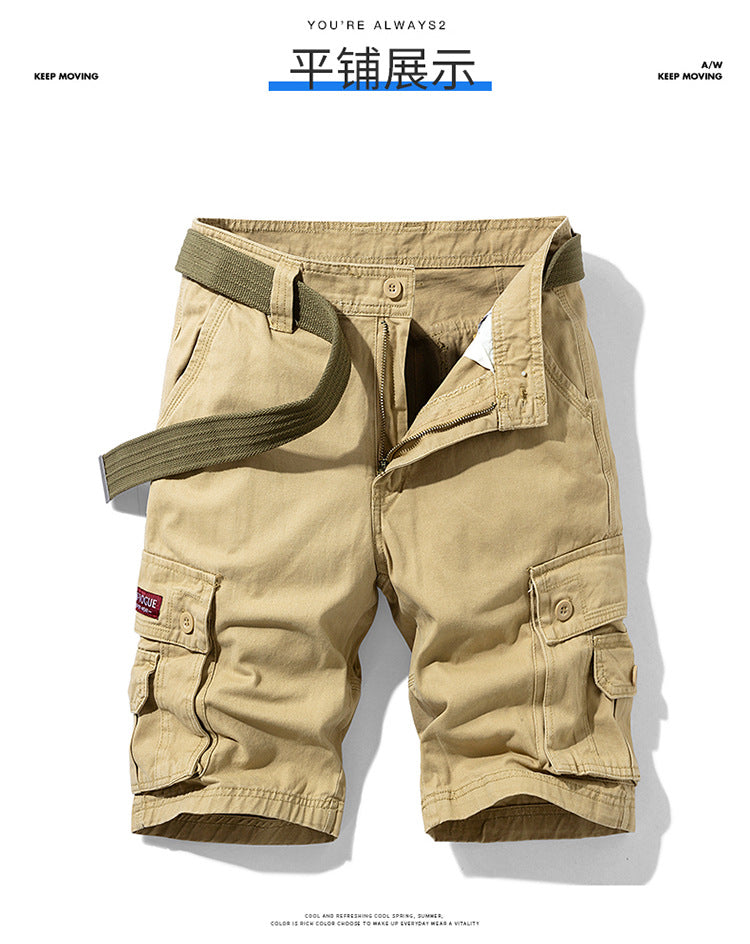Summer Men's Fashionable Multi-Pocket Workwear Shorts Thin Casual Fashion 95555 Cross-Border for Amazon