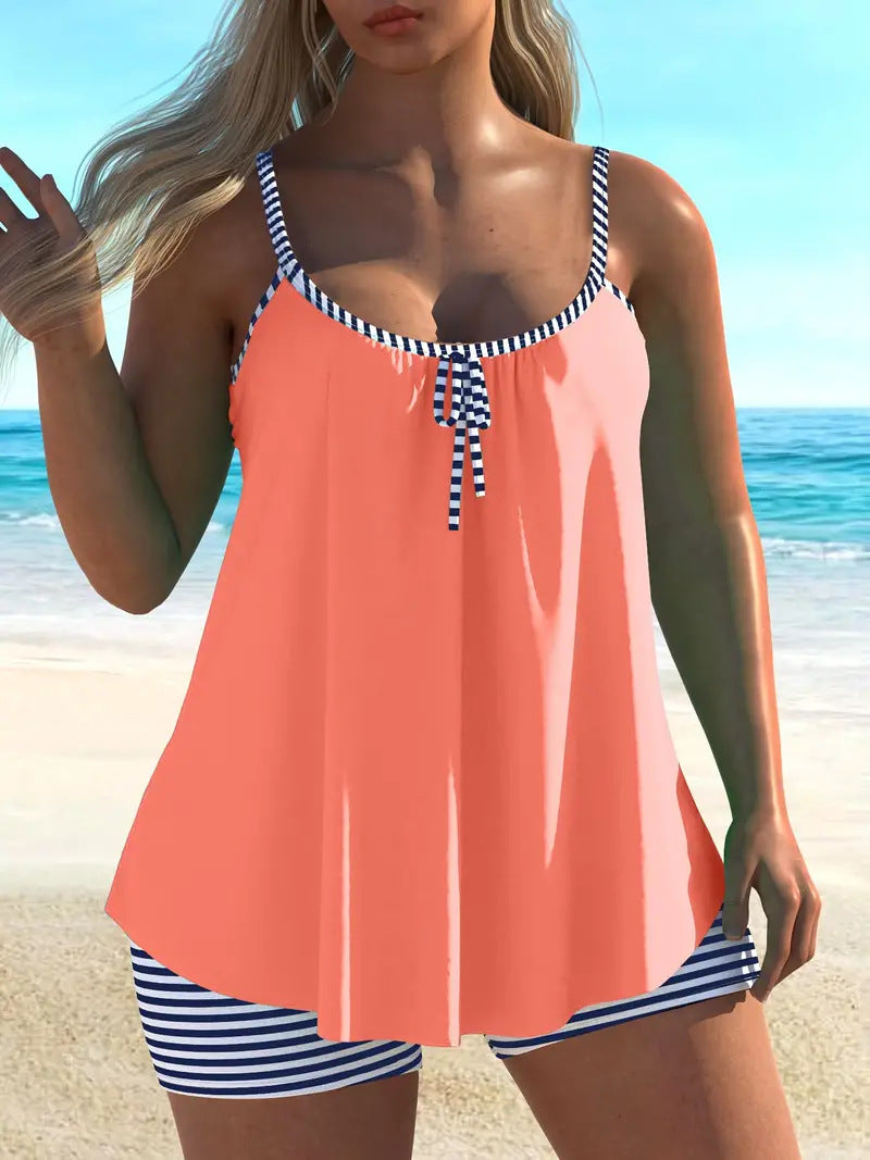 European Conservative Split Swimsuit for Women Foreign Trade Cross-Border Tankini Loose Large Size Swimsuit Beach Split Swimsuit
