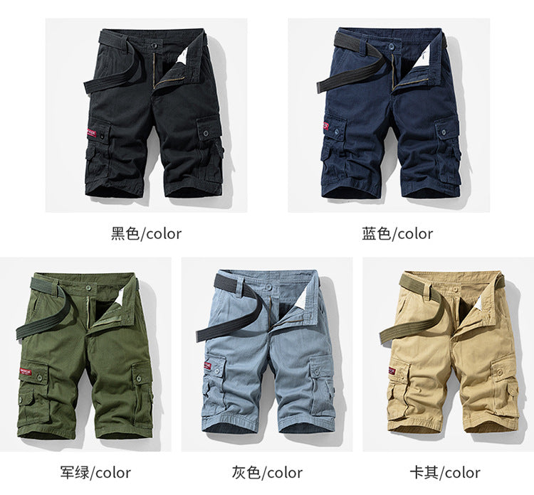 Summer Men's Fashionable Multi-Pocket Workwear Shorts Thin Casual Fashion 95555 Cross-Border for Amazon