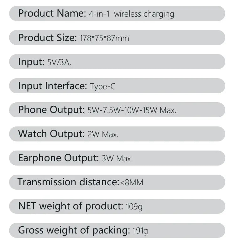 4-in-1 desktop wireless charger It can charge mobile phones, watches and headphones