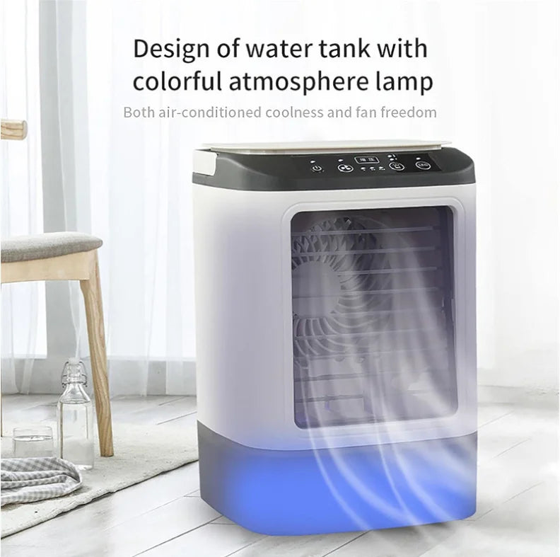 Portable Air Conditioner Fan with Spray Mist, Rechargeable Mini Air Cooler Humidifier, USB Desktop Cooling Fan for Home Office