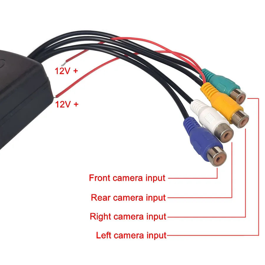 DIYSECUR 4 Cameras In 1 Video Control Image Combiner Channel Converter Box for Car Driving System Front Rear Left Right View