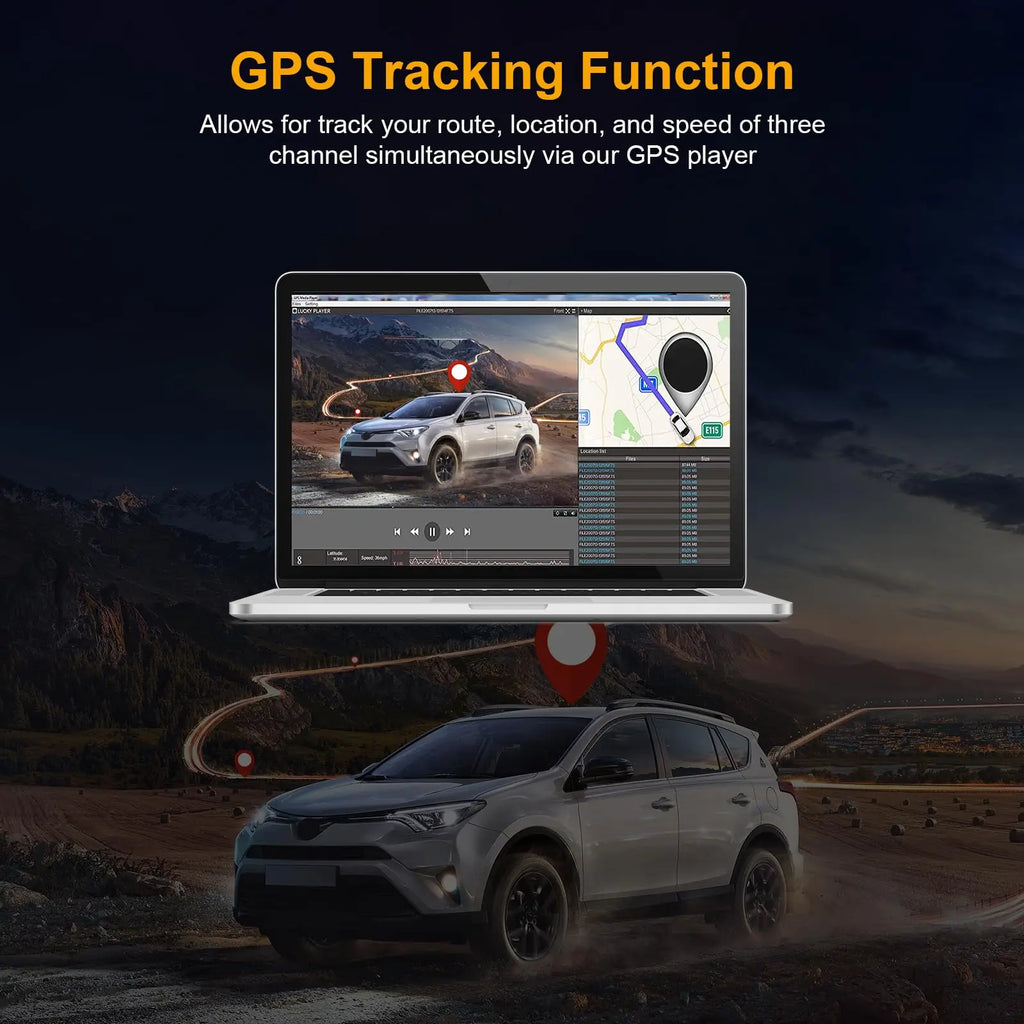 3 Channel Mirror Dash Cam with Front 4K in-Cabin & Rear 1080P Cameras Enhanced Night Vision G-Sensor & Parking Monitor WIFI GPS