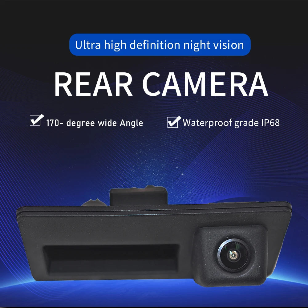 Tailgate Handle Rear View Camera for Audi A4 A5 Q5 VW Golf Passat Tiguan, HD CCD Parking Backup Camera