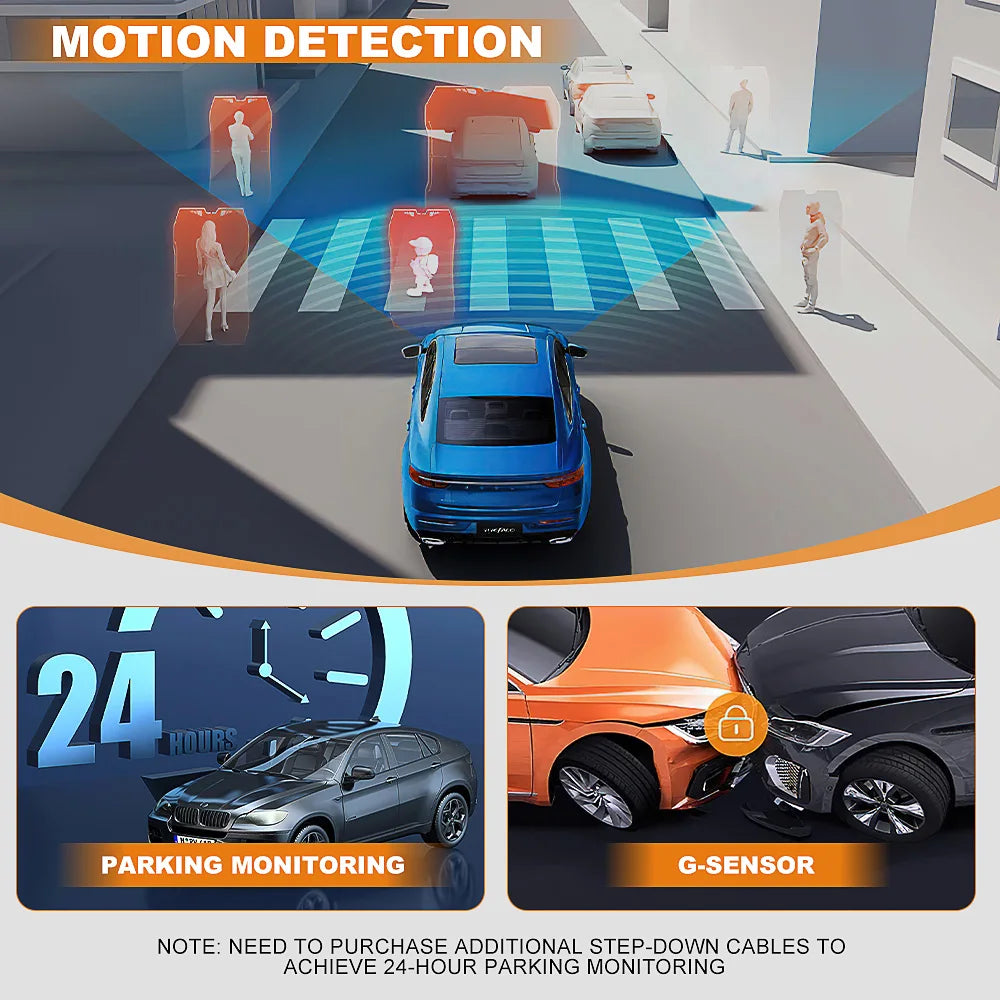 Dash Cam 4K+1080P Dual Dash Car Camera Built-in WiFi GPS 3.19" Screen Car DVR 24H Parking Mode Night Vision Black Box