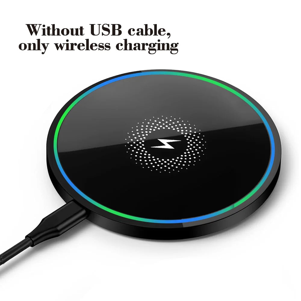 Fast Wireless Charger Compact Portable 15W Qi-Certified Wireless Charger Pad, Fast Charging Dock for iPhone & AirPods