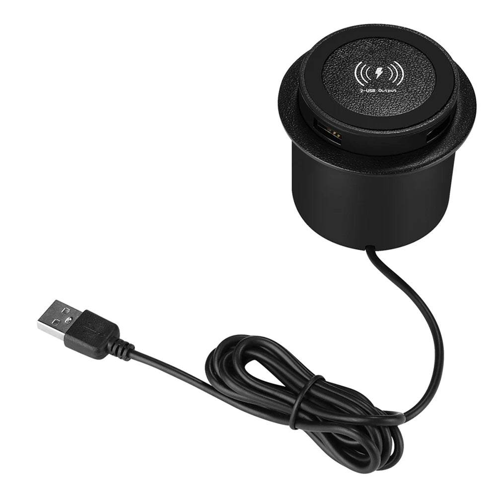 A65I! 10W Fast Wireless Charger Pop-Up Desktop Embedded Fast Wireless Charger with USB Port Universal for Smartphone