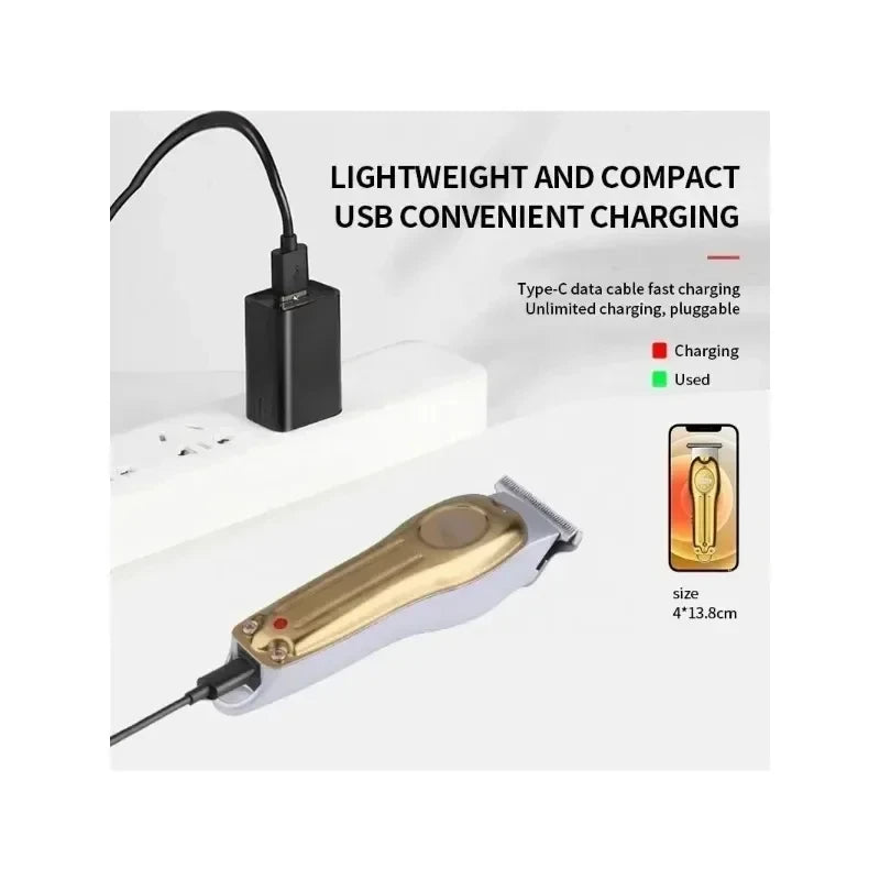 Wholesale Electric Gold Silver Color Hair Trimmer Kemei KM-679 USB Charging Mini LCD Light Carving Scissors Hair Clipper