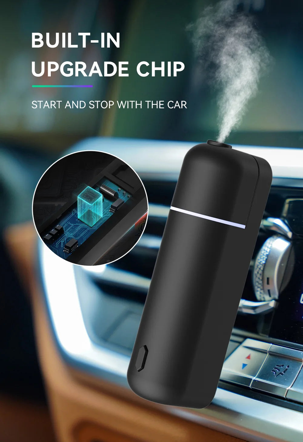 Car Aroma Diffuser Vent Clip Car Air Freshener  Rechargeable Scent Machine Fragrance Oil Waterless Essential Oil Diffuser