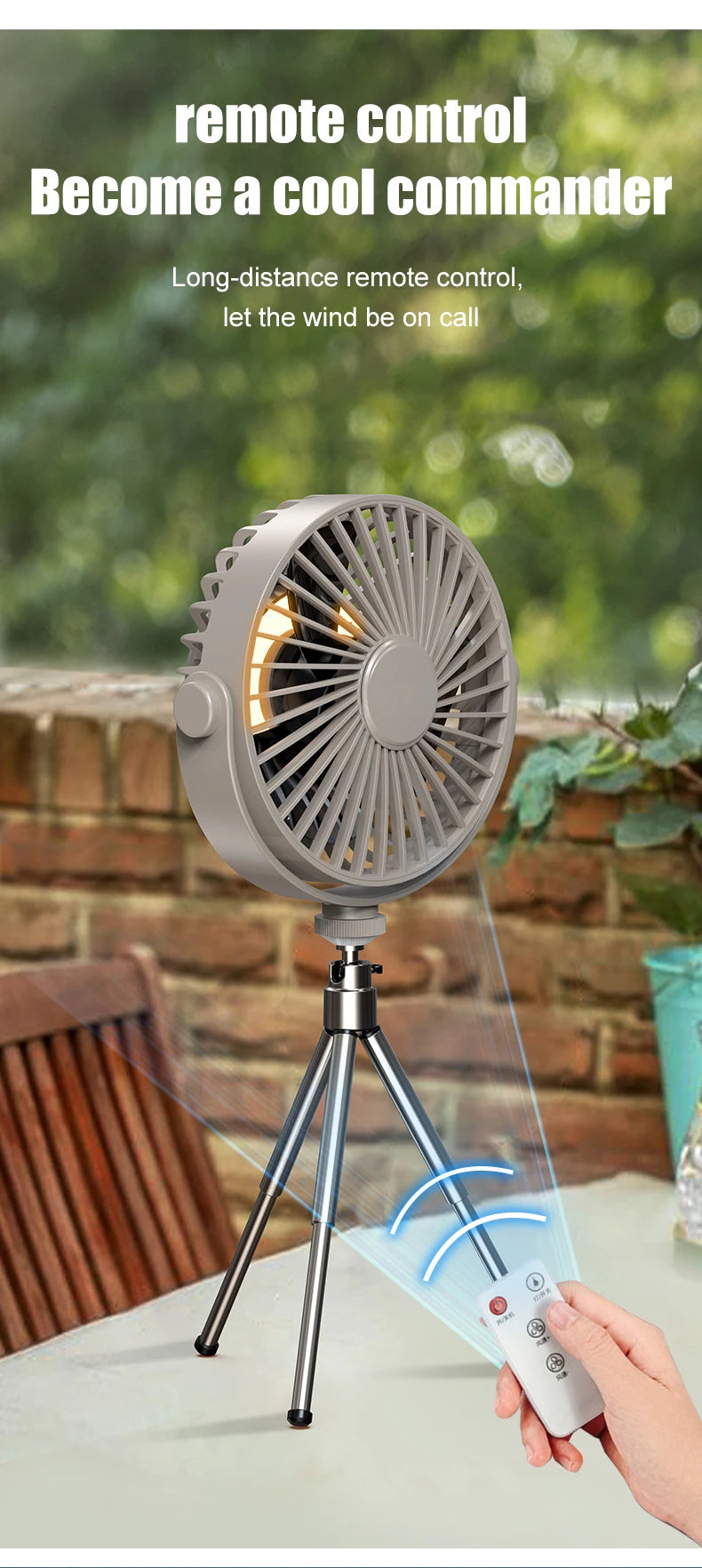 Tripod Stand Desk Air Cooling Blower Rotation Camping Ceiling Fan With Night Light Outdoor USB Chargeable Conditioning Cooler