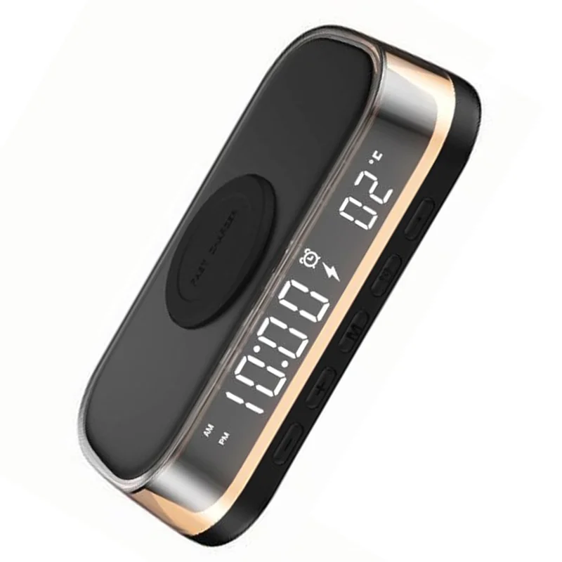 Wireless Charger 15W Multi-Function Desktop Wireless Charger Clock Alarm Thermometer Night Light-AB01