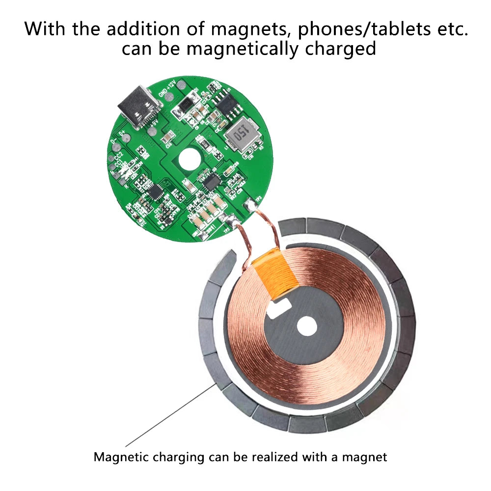 Wireless Charger Station TYPE-C 20W High Power Fast Charger Wireless Charger Transmitter Module Spacer 0-10MM