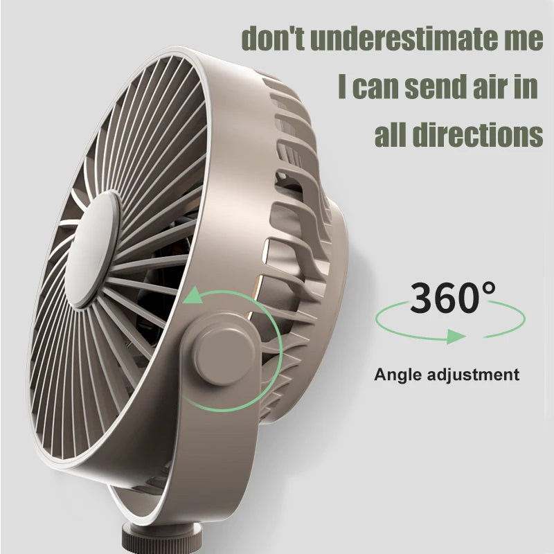 Tripod Stand Desk Air Cooling Blower Rotation Camping Ceiling Fan With Night Light Outdoor USB Chargeable Conditioning Cooler