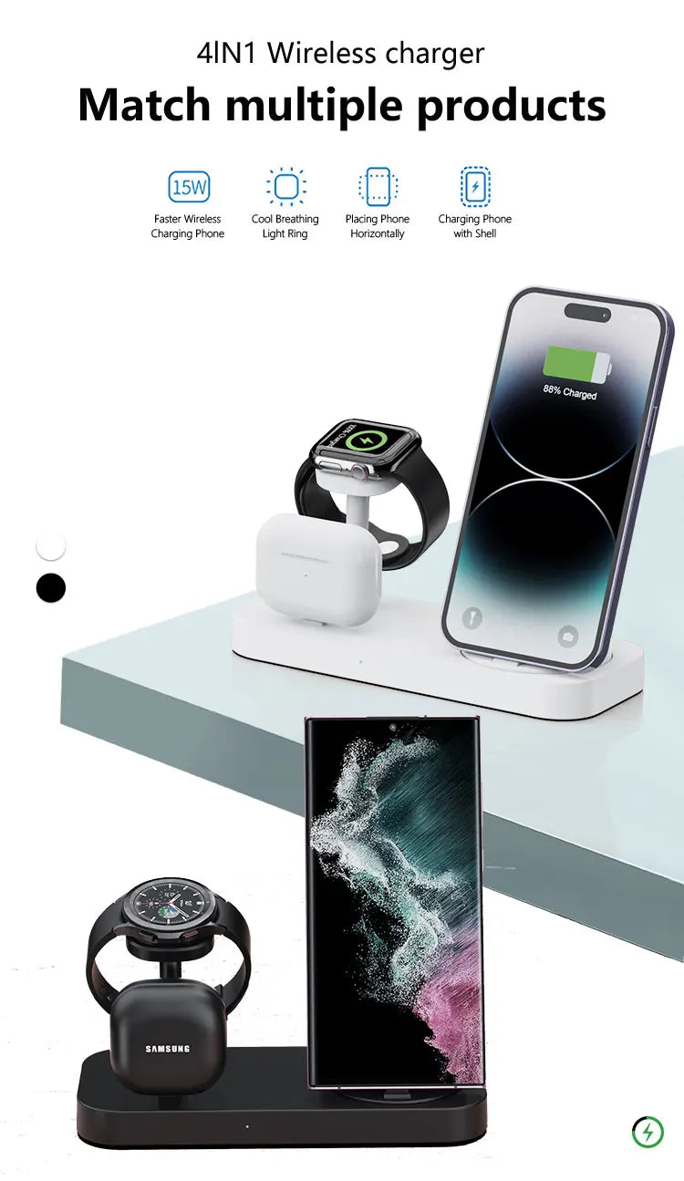 4-in-1 desktop wireless charger It can charge mobile phones, watches and headphones