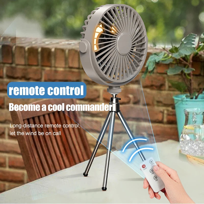 Tripod Stand Desk Air Cooling Blower Rotation Camping Ceiling Fan With Night Light Outdoor USB Chargeable Conditioning Cooler