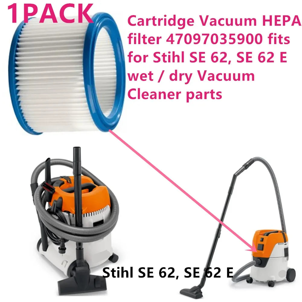 1 PACK Cartridge Vacuum HEPA filter 47097035900 compatible with Stihl SE 62, SE 62 E wet / dry Vacuum Cleaner parts