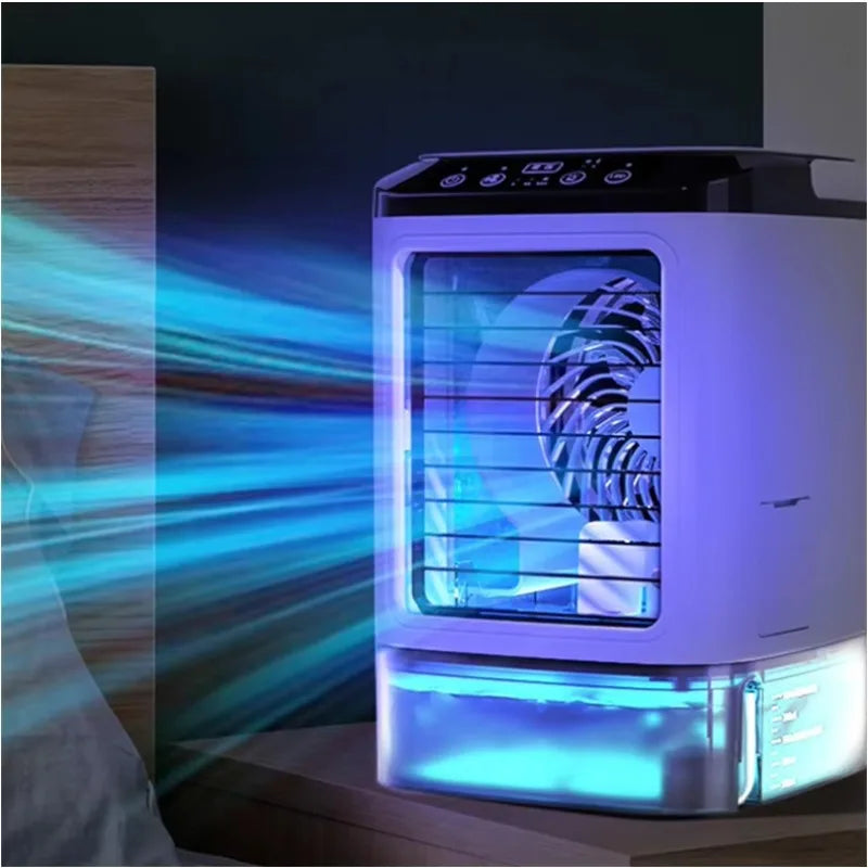 Portable Air Conditioner Fan with Spray Mist, Rechargeable Mini Air Cooler Humidifier, USB Desktop Cooling Fan for Home Office