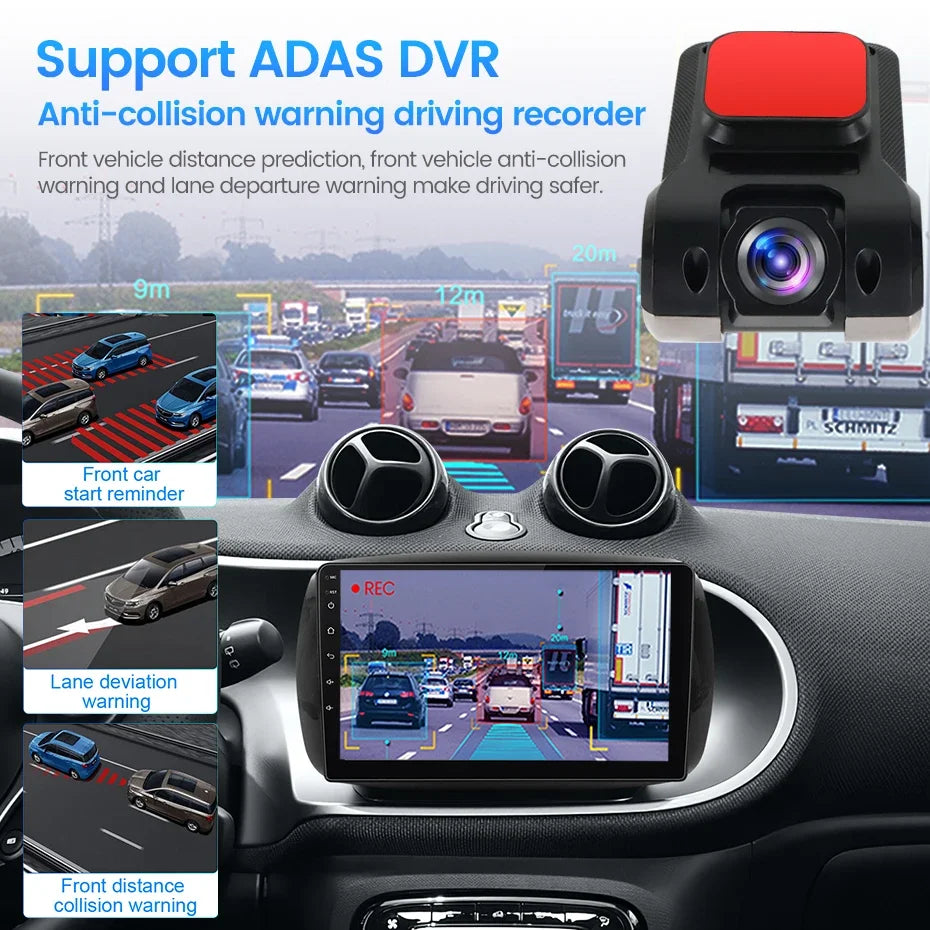 Android Car Radio Dash Cam USB HD 170 Degree Wide Angle Car Camera Recorder Front ADAS Dashcam Android DVR Auto Recorder