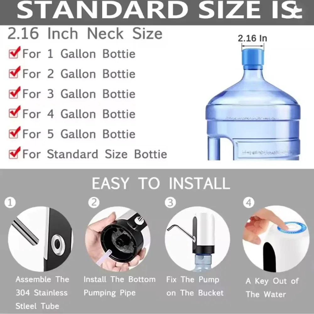 Drinking fountain Electric Portable Water Pump Dispenser USB Charging Automatic Drinking Bottle Switch Silent Touch 19 liters