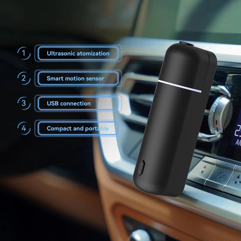 Car Aroma Diffuser Vent Clip Car Air Freshener  Rechargeable Scent Machine Fragrance Oil Waterless Essential Oil Diffuser