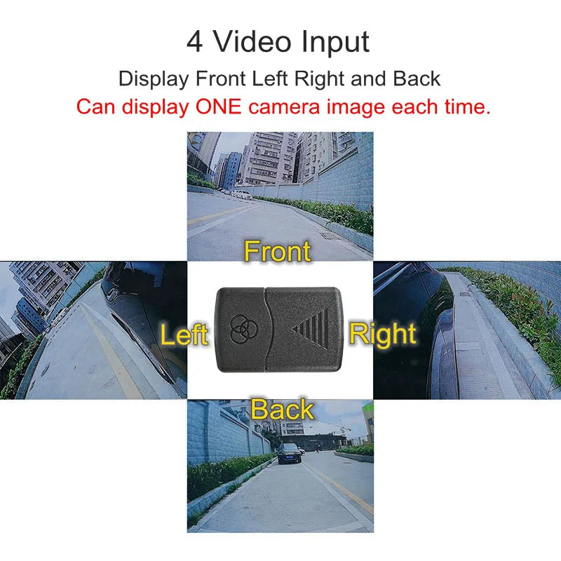DIYSECUR 4 Cameras In 1 Video Control Image Combiner Channel Converter Box for Car Driving System Front Rear Left Right View