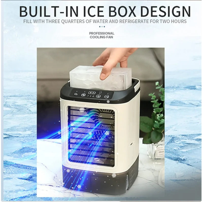 Portable Air Conditioner Fan with Spray Mist, Rechargeable Mini Air Cooler Humidifier, USB Desktop Cooling Fan for Home Office
