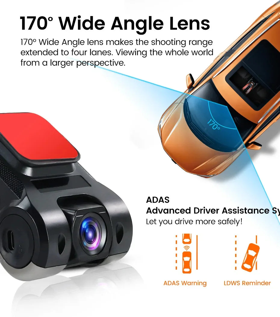 Android Car Radio Dash Cam USB HD 170 Degree Wide Angle Car Camera Recorder Front ADAS Dashcam Android DVR Auto Recorder