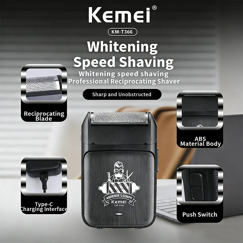 Kmei KM-T366 Shaver Professional Razor Electric Shaving Machine Portable Beard Trimmer Rechargeable Razor Mini Shaver for Men