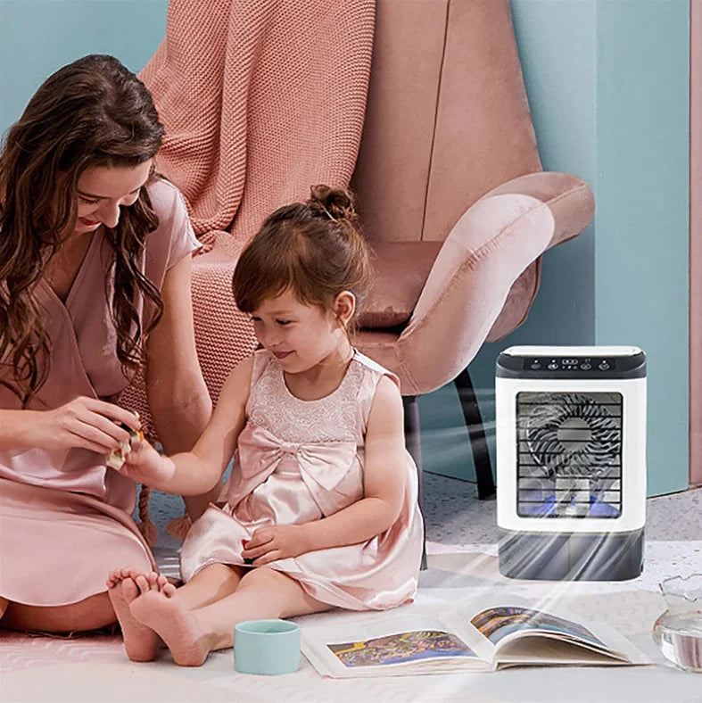 Portable Air Conditioner Fan with Spray Mist, Rechargeable Mini Air Cooler Humidifier, USB Desktop Cooling Fan for Home Office