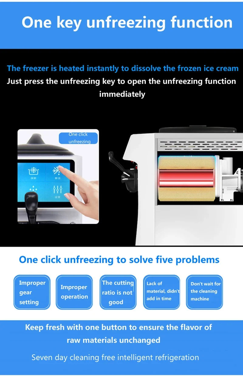 Patent High Tech Super Silence Ice Cream Maker Machine Mini Countertop Soft Ice Cream Machine