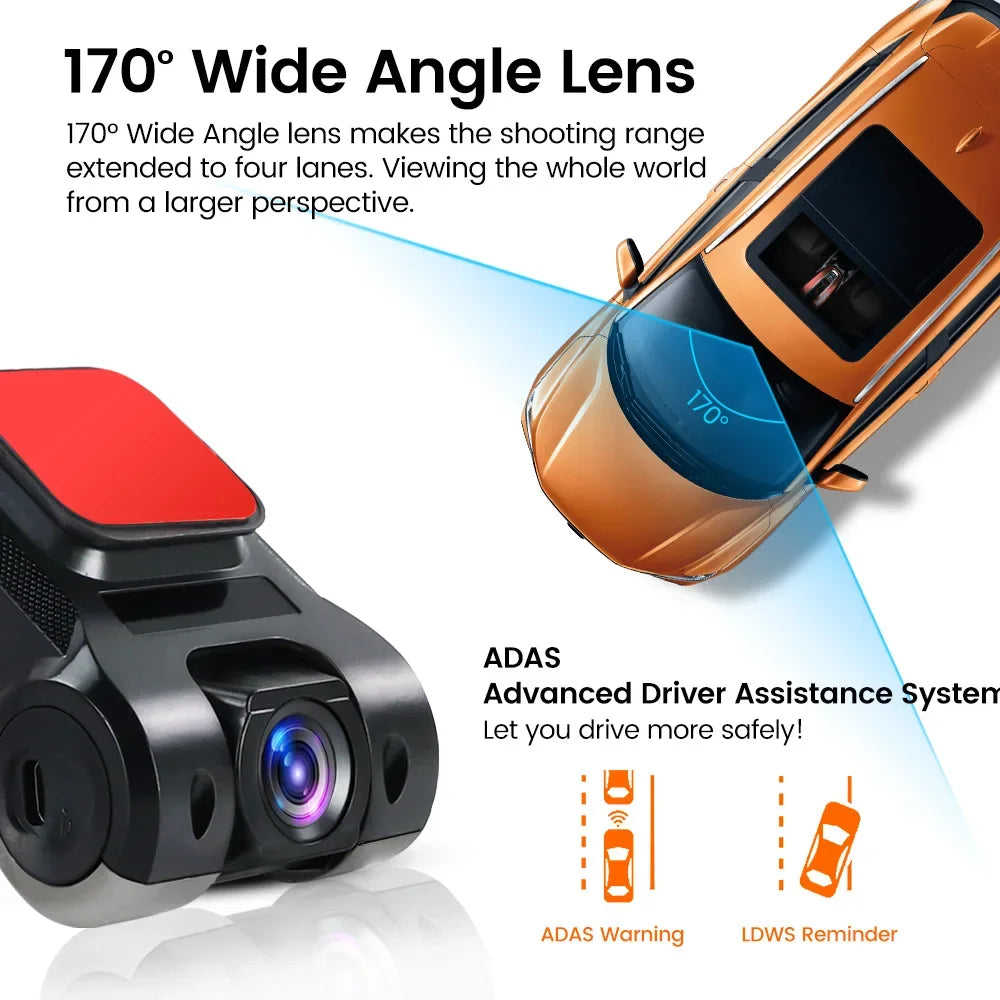Android Car Radio Dash Cam USB HD 170 Degree Wide Angle Car Camera Recorder Front ADAS Dashcam Android DVR Auto Recorder