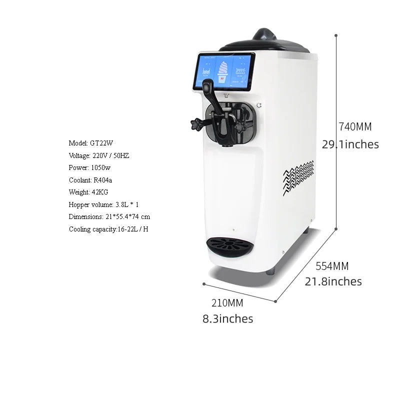 Patent High Tech Super Silence Ice Cream Maker Machine Mini Countertop Soft Ice Cream Machine