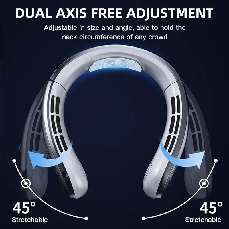 8000mAh USB Hanging Neck Fan Portable Bladeless Mini Rechargeable Mute LED Digital Display Electric Fans Air Cooler New 2025