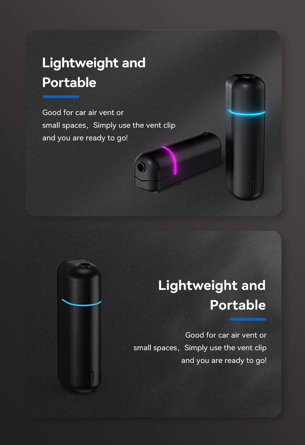 Car Aroma Diffuser Vent Clip Car Air Freshener  Rechargeable Scent Machine Fragrance Oil Waterless Essential Oil Diffuser