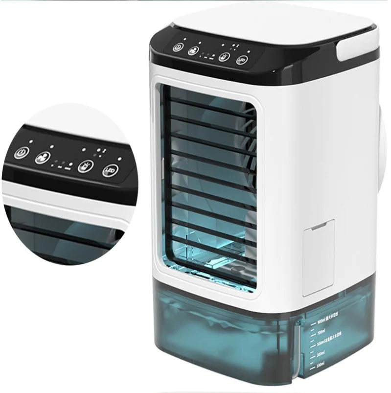 Portable Air Conditioner Fan with Spray Mist, Rechargeable Mini Air Cooler Humidifier, USB Desktop Cooling Fan for Home Office