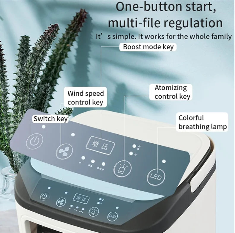 Portable Air Conditioner Fan with Spray Mist, Rechargeable Mini Air Cooler Humidifier, USB Desktop Cooling Fan for Home Office