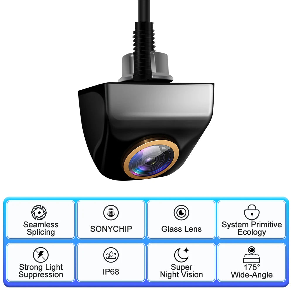 CyberNavi Car Rear View Camera 200° AHD 1920x1080P Fisheye Golden Lens Full HDR Night Vision Vehicle Rear Reversing Front Camera