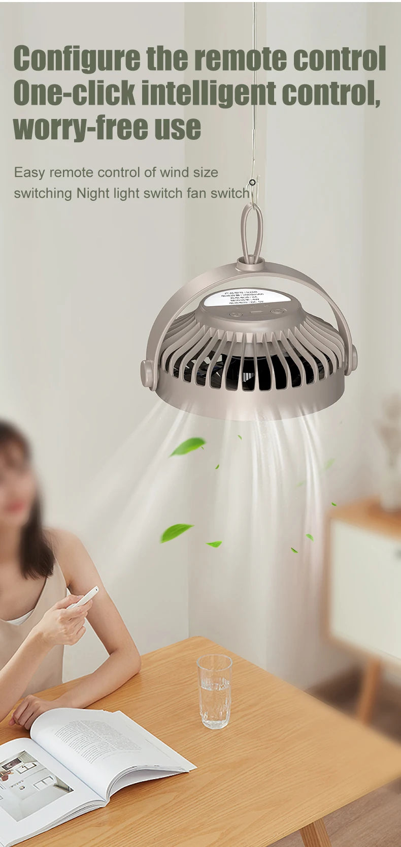 Tripod Stand Desk Air Cooling Blower Rotation Camping Ceiling Fan With Night Light Outdoor USB Chargeable Conditioning Cooler