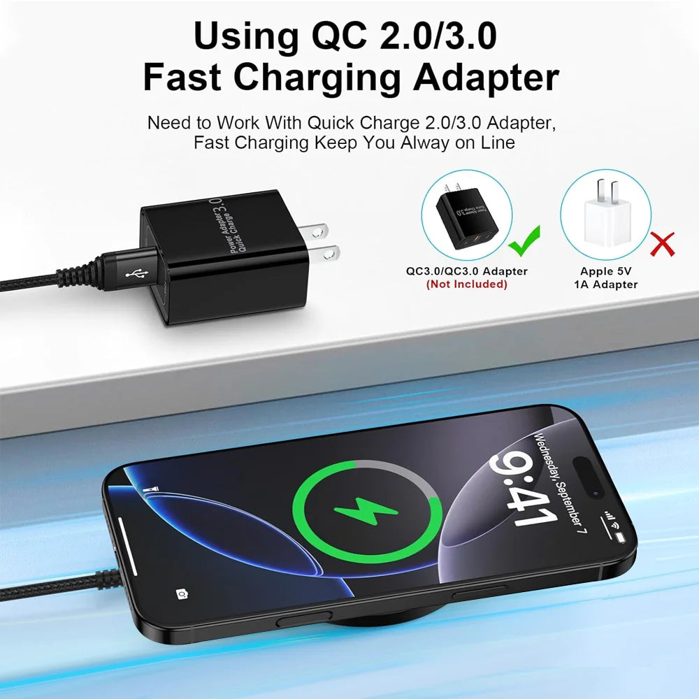Fast Wireless Charger Compact Portable 15W Qi-Certified Wireless Charger Pad, Fast Charging Dock for iPhone & AirPods