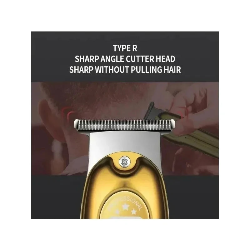 Wholesale Electric Gold Silver Color Hair Trimmer Kemei KM-679 USB Charging Mini LCD Light Carving Scissors Hair Clipper