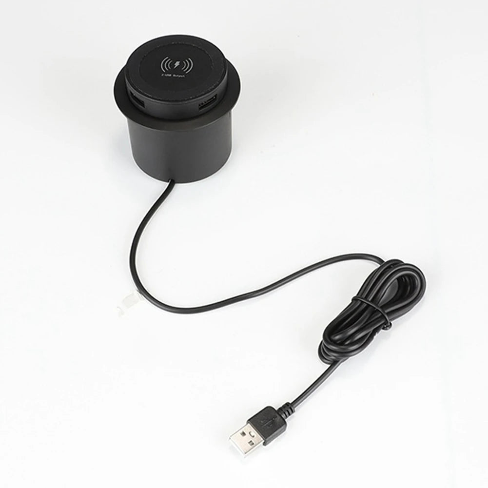 A65I! 10W Fast Wireless Charger Pop-Up Desktop Embedded Fast Wireless Charger with USB Port Universal for Smartphone