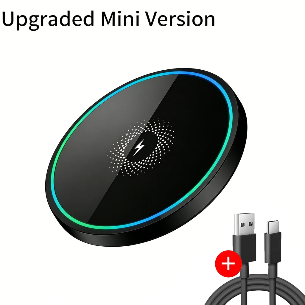 Fast Wireless Charger Compact Portable 15W Qi-Certified Wireless Charger Pad, Fast Charging Dock for iPhone & AirPods
