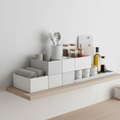 Modular kitchen storage organiser on a modern shelf
